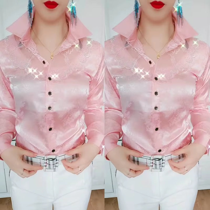 Blusa Elegante Diamante Rosa 