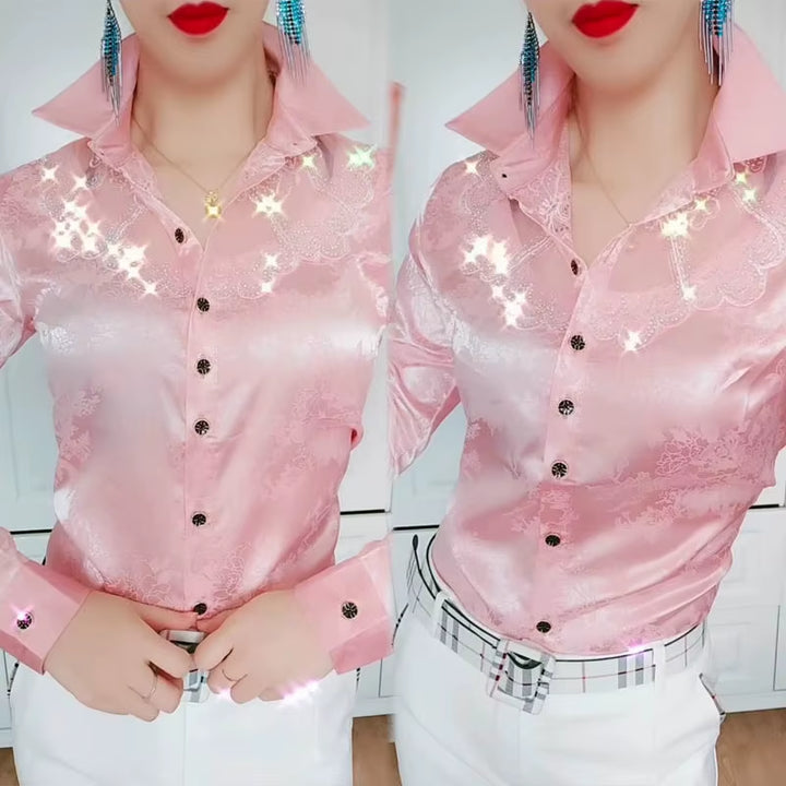 Blusa Elegante Diamante Rosa 