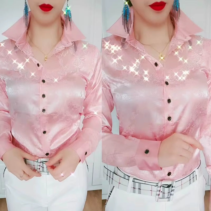 Blusa Elegante Diamante Rosa 