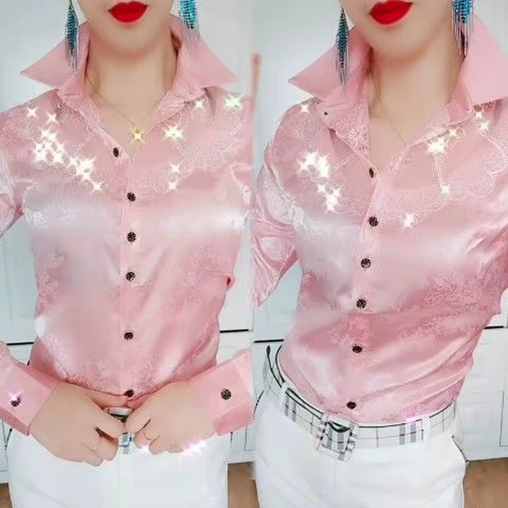 Blusa Elegante Diamante Rosa 